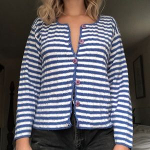 Blue Striped Cardigan